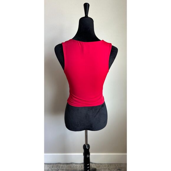 Princess Polly Women's Back in Time Square Neck Red Cropped Jersey Tank Size 2 - Picture 5 of 9